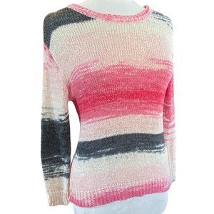 Zaria Ombre Stripe Barbiecore Sweater Abstract Loose Knit Striped Soft Girl-S